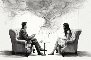 Psycholog prowadzący sesję z klientem – profesjonalna terapia i wsparcie psychologiczne